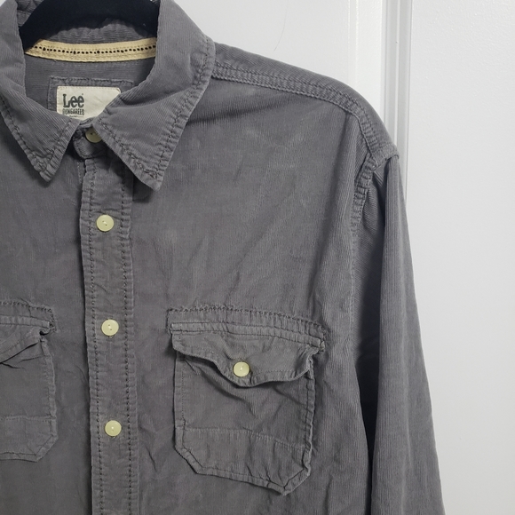 LEE DUNGAREES Grey Corduroy Button Up Shirt - Picture 5 of 8